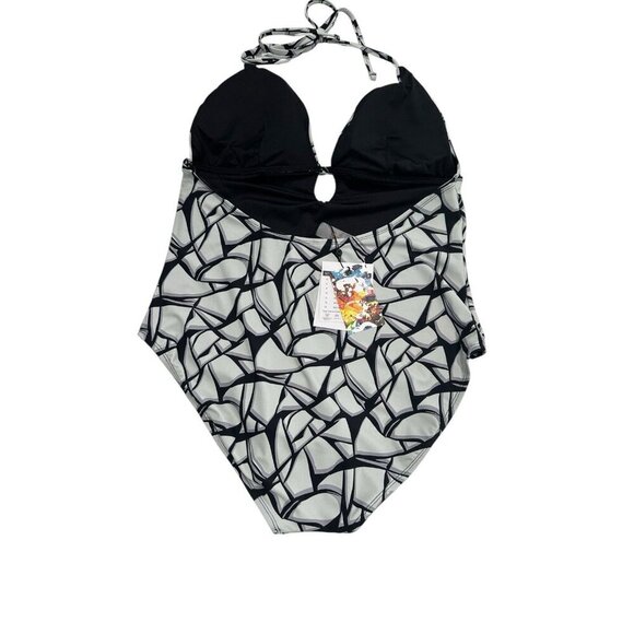 NWT $178 ROBERT GRAHAM Black & White SWIMSUIT ONE PEICE US 16 XL FLATTERING - Picture 3 of 6